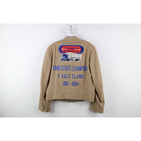 Vtg 60s Mens L Wool Chain Stitch 5 Axle Class Ohio State Champ Trucker Jacket